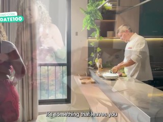 Curvy Hot ebony milf its planted for her Date and fuck the chef big cock for confort- Carla Morelli