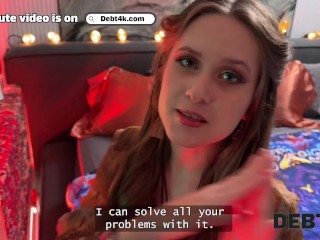 DEBT4k. Hot teen got rid of her debt with her magical tits and a blowjob