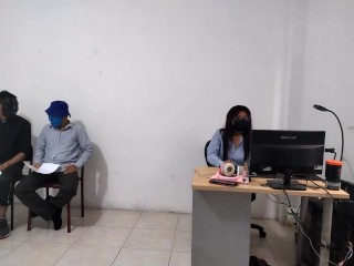 SEXY executive fucks her new employee - she gives it to him up the ass