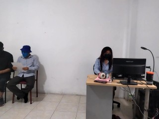 SEXY executive fucks her new employee - she gives it to him up the ass