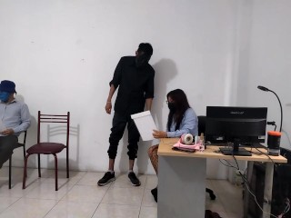 SEXY executive fucks her new employee - she gives it to him up the ass