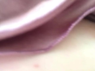 Boobs Fetish! Playing with nipples in silk nightgown.. Rubbing, Squeezing