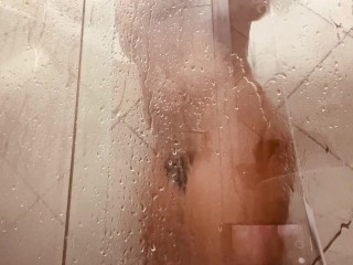 Girl being filmed while taking a shower, showing off her hairy pussy.  What she likes to do most is