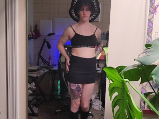 Trans Amateur with Small Tits Jerks Off