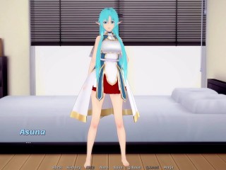 Hot Big Tits Blue Hair Elf Gives Steamy Hot TitJob - Asuna - Fantasy Date