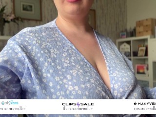 Huge Boobs BBW Milf Roxanne Miller plays with her huge tits for your cock in close up