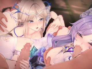 【鳴潮 乱交セックス】カンタレラ,カルテジアが集団エッチする3Dエロアニメ動画(Wuthering Waves Cantarella,Cartethyia group orgy sex.)