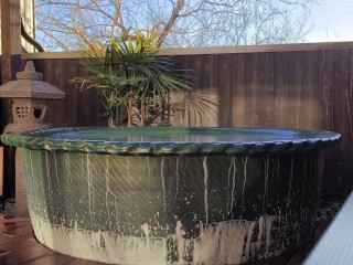 Hot spring open air bath(Japanese beauty girl bathing)