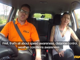 She gets a MESSY CREAMPIE after her Advanced Driving Lesson - Fake Driving School