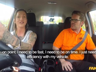 She gets a MESSY CREAMPIE after her Advanced Driving Lesson - Fake Driving School