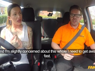 She gets a MESSY CREAMPIE after her Advanced Driving Lesson - Fake Driving School