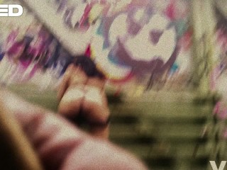 NYC SOLO FEMALE NEW YORK CITY BIKE TRAIL PUBLIC COSPLAY BLACK DRESS OUTSIDE