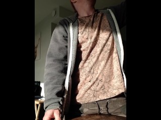 Horny, Moaning, Trans hunk humps his desk in camo joggers!