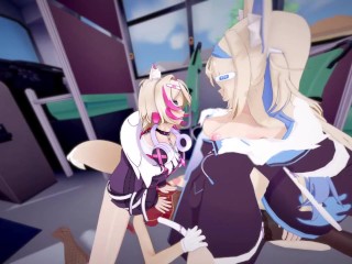 Futa vtubers Fuwawa & Mococo, Houshou Marine and Shirogane Noel