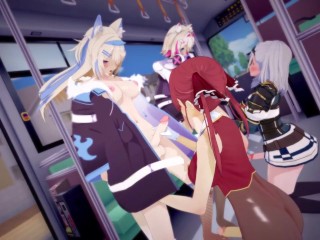 Futa vtubers Fuwawa & Mococo, Houshou Marine and Shirogane Noel