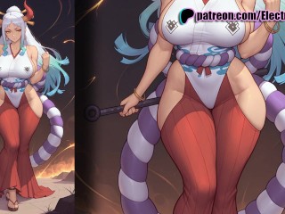 Yamato from One Piece moans loudly while cock stretches her