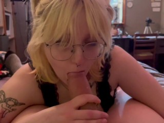 POV: your hot goth neighbour sucks and throats your cock