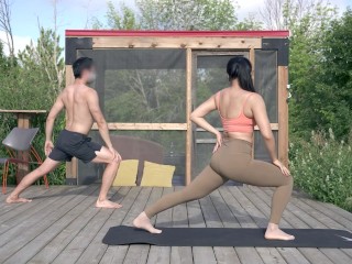 Outdoor Sex with My Yoga Teacher & Cum in Mouth- 口爆裤里丝瑜伽教练