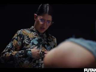 STUCK in the Washing Machine! Trans Shemale Grows Futa Cock And Fucks Female Slut with Anal Creampie