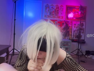 HUGE TITS 2B COSPLAYER SLOPPY DEEPTHROAT AND TITTYFUCK
