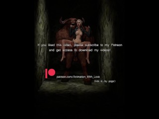 Adventurer Pleases Minotaur | 3D Animation | Vertical Video