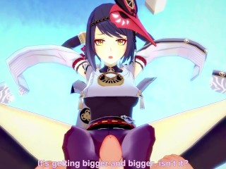 POV Hentai Footjob from Sara Kujou from Genshin Impact