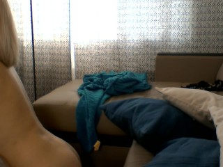 Blonde stepmom in black stockings fucks hard