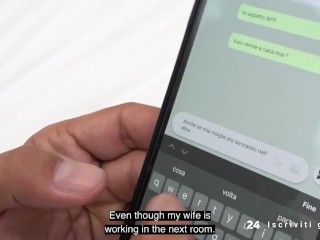 Italian Guy Cheats on Girlfriend with Hot Blonde Milf while Girlfriend is next Door