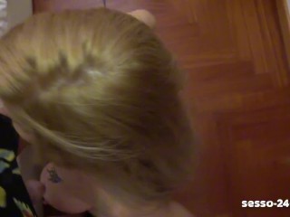 Italian Guy Cheats on Girlfriend with Hot Blonde Milf while Girlfriend is next Door