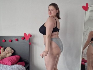 Try on Haul and changing in front of you my hot panties - full back teasing with my big butt