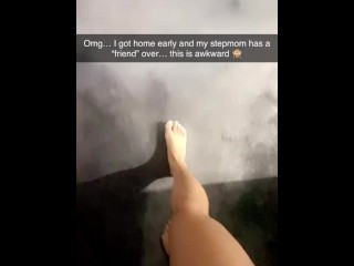 Sexting on Snapchat while listening to my stepmom fucking a stranger! I squirt 3 times at her door!