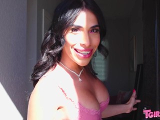 TGIRLS XXX - Avery Lust strokes her cock and teases your climax is coming next.