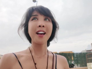 Called Uber Naked in Public for a Dare, So Embarrassed Risky Nudist Exhibitionist Japanese Outdoors