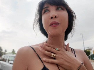 Called Uber Naked in Public for a Dare, So Embarrassed Risky Nudist Exhibitionist Japanese Outdoors