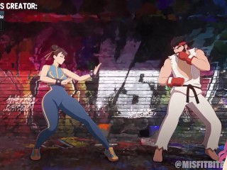 Chun Li and Ryu fucking at alley and impregnat her with big cock (Misfitbite animation) - Jazziuu