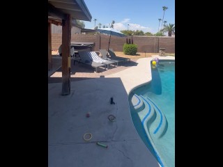 Backyard masturbating big cumshot