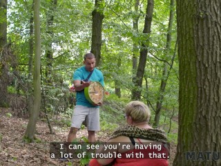 MATURE4K. Kinky giantess Diana is having outdoor sex with 2 strangers