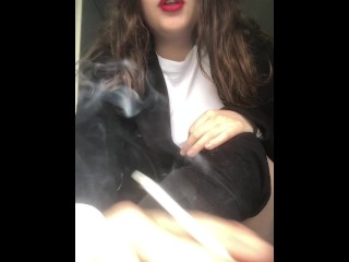 Slutty MILF Smokes her Cigarette as she Plays with her Tight Pussy Pov