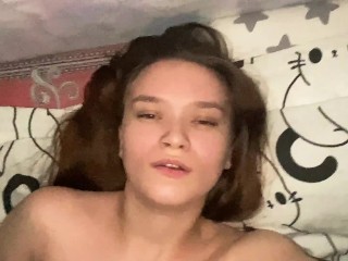POV Stepdaughter lay down in my bed. So I'll fuck her and cum in her mouth