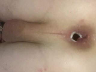 Close up big anal gape and self pissing. 🤤 MY ASS IS CUMMING FOR YOU anal milk squirt