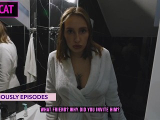 S4E3: Step mom Teaches Sex and Shares Cum with Step daughter in Bed with New Step dad