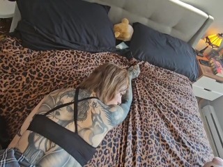 Landlord gets Heavily Tattooed Trans girl PREGNANT ~ Anal creampie