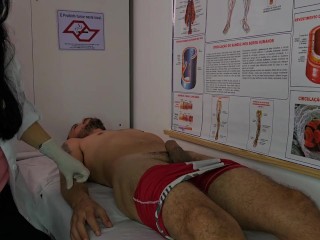 Slutty nurse gets turned on by patient's erection