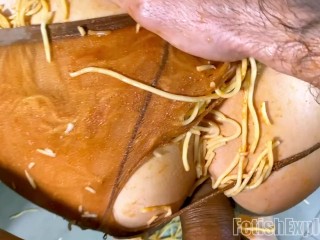 A MESSY spaghetti ANAL FUCK