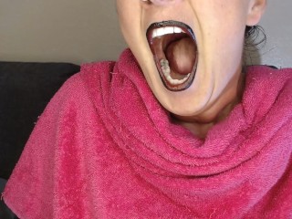 Anna Yawning Over and Over Big Wide Open Mouth Teary Eyed Tired