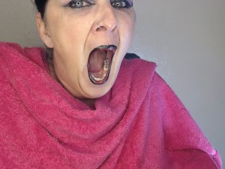 Anna Yawning Over and Over Big Wide Open Mouth Teary Eyed Tired