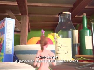 3DGSPOT - Tiny Trans Fucks With Giant Busty Trans! SPANISH SUBTITLES! 3D CARTOON PORN!