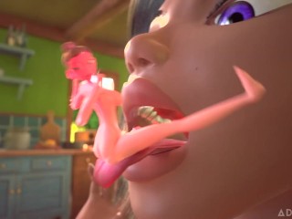 3DGSPOT - Tiny Trans Fucks With Giant Busty Trans! SPANISH SUBTITLES! 3D CARTOON PORN!