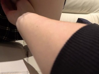 Cute teen in uniform, underwear tucked into pussy, looks so soft