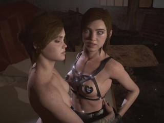 Threesome - Ellie in leather pants fuck by Naked Ellie